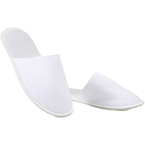 LOT de 20 paires de Chaussons fermés pantoufle éponge jetables Blancs pour Thalasso, hôtel, spa, piscine...