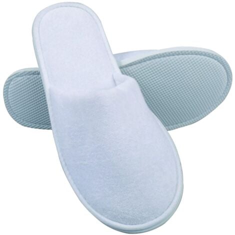 LOT de 20 paires de Chaussons fermés pantoufle éponge jetables Blancs pour Thalasso, hôtel, spa, piscine...