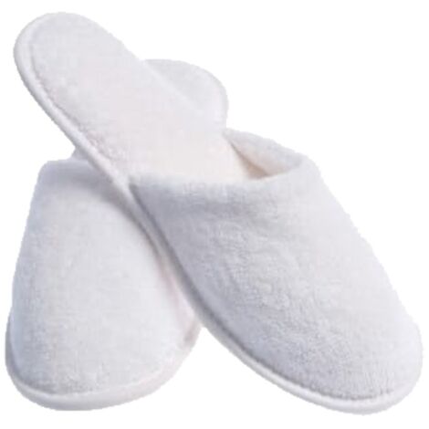 LOT de 20 paires de Chaussons fermés pantoufle éponge jetables Blancs pour Thalasso, hôtel, spa, piscine...
