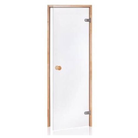 Porte de Sauna en verre sécurite 8 mm cadre en pin 70 x 190 transparente