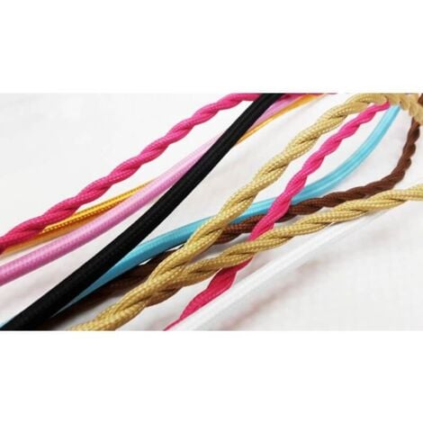 Fil électrique tissé de couleur beige vintage look retro en tissu