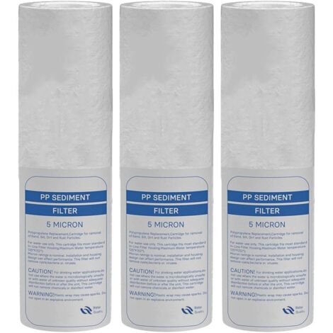 Lot 3 Cartouches Charbon Actif + Sédiment 5 Microns Pour Filtre Eau 10 Pouces Desineo