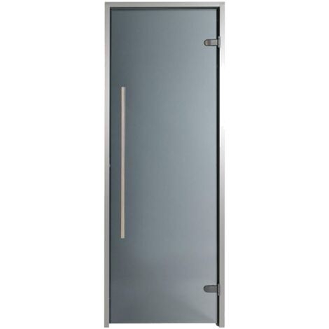 Porte pour Hammam premium 80 x 190 cm poignée verticale teinté gris