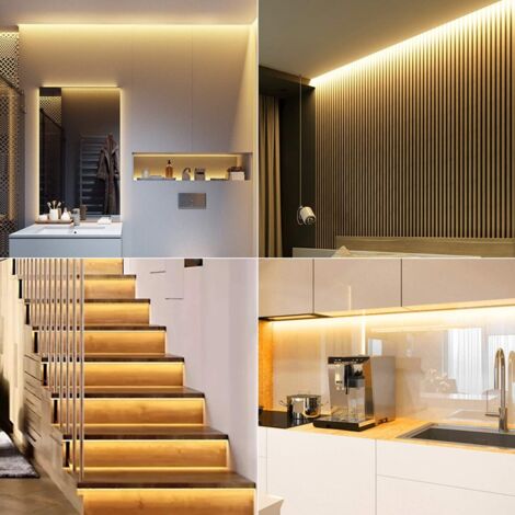 Ruban led COB 5M 220V blanc chaud 3000K étanche ip 65 avec fixations fournies pour intérieur et extérieur