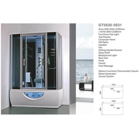 Balneo cabine de douche Hammam 167 x 85 cm full options