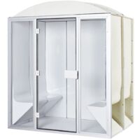 Cabine de hammam PRO 6 places complète 190 x 190 x 225 cm en acrylique + porte et vitres prete à monter desineo