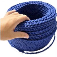 Fil électrique tressé bleu foncé – Câble double gainé en tissu – Section 0.75mm pour look vintage – Vendu au mètre – Greensensation