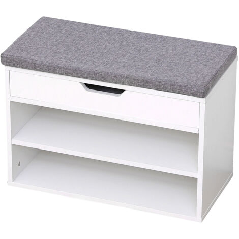 Happy Garden – Zapatero blanco ALAN – 2 compartimentos abiertos – Dimensiones L 60 × An 29,5 × Al 42cm – Estructura aglomerado y MDF (1/5)