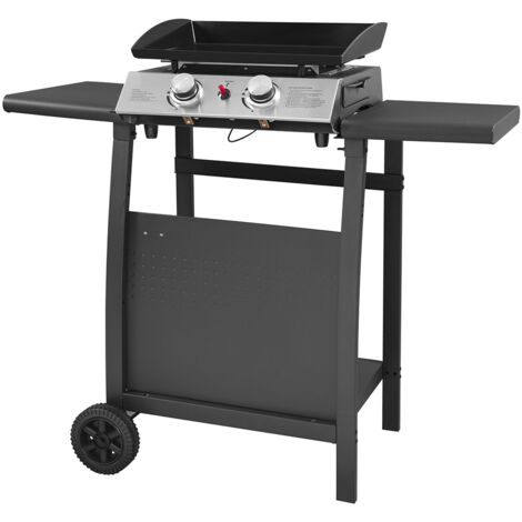Plancha de gas MALA 2 quemadores 5kW + carrito