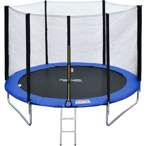 Cama elástica de 245cm reversible azul/verde, Pack trampolín CANBERRA + red de seguridad + escalera + lona + kit de anclaje.