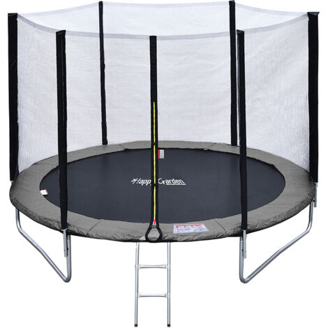 Cama elástica de 245cm reversible gris/rosa, Pack trampolín CANBERRA + red de seguridad + escalera + lona + kit de anclaje.