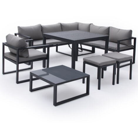 Conjunto de jardín ajustable IBIZA tela gris 7 plazas aluminio antracita (1/5)