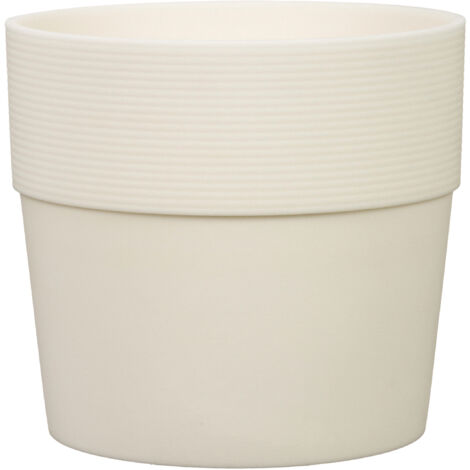 Scheurich Groove 17, pot de fleurs/plantes, rond, en plastique couleur: Avorio, 17 cm de diamètre, 15,4 cm de hauteur, 2,4 l vol.