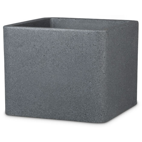 Scheurich Alea 40, bac à plantes/pot à fleurs/jardinière, carré, coloris: Granit noir, fabriqué avec du plastique recyclé, pour l’extérieur (1/5)