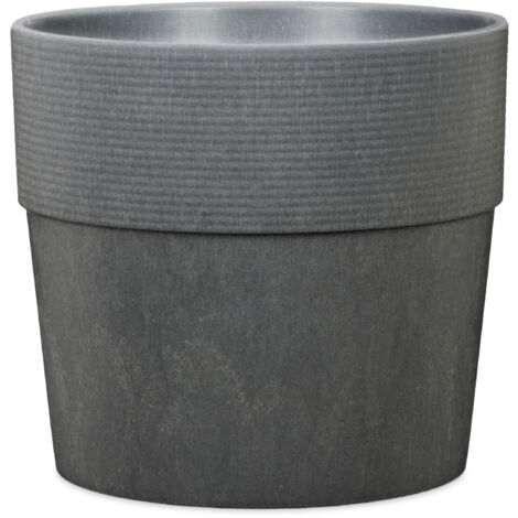 Scheurich Groove+ 30, vase/pot à plantes, rond, en plastique couleur: Carbon, 28,5 cm de diamètre, 26,2 cm de hauteur, 11 l vol.