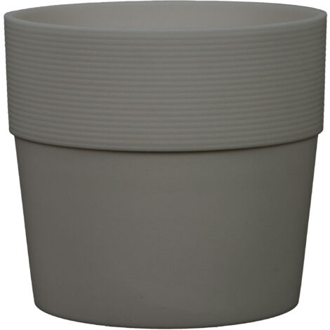 Scheurich Groove 25, pot de fleurs/plantes, rond, en plastique couleur: Nero, 24,5 cm de diamètre, 22,5 cm de hauteur, 7,7 l vol.