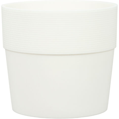 Scheurich Groove 17, pot de fleurs/plantes, rond, en plastique couleur: Bianco, diamètre 17 cm, hauteur 15,4 cm, 2,4 l vol.