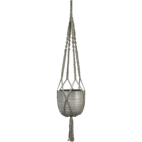 Scheurich Corteza Sky. panier suspendu en coton longueur 90 cm & céramique. couleur : Pimienta. 15.6 cm de diamètre. 14 cm de haut. 1.9 l Vol.