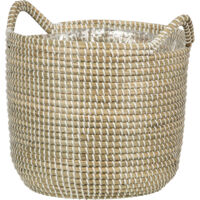 Maceta De Seagrass Scheurich – Hecha A Mano Con Algas Marinas, Impermeable, Ideal Para Plantas De Interior – Blanco, 22 Cm