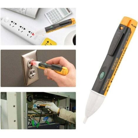 FLUKE Mini Portable Electrical Test Pen Non-Contact Voltage Tester High Precision Voltage Detector Tool 200-1000V AC Voltage Detection Sound and Light Alarm,Black & Orange