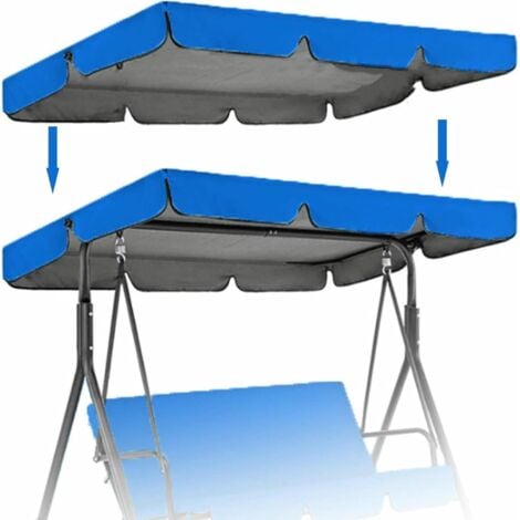 Patio Canopy Swing Cover Replacement Canopy for Swing Seat 2 & 3 Seater Swing Chair Canopy Cover Anti-UV/Waterproof Hammock Cover Top for Outdoor Garden Patio,Blue,190×132×15cm