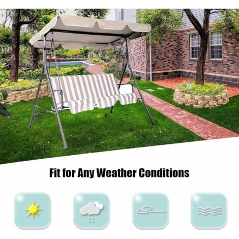 Patio Canopy Swing Cover Replacement Canopy for Swing Seat 2 & 3 Seater Swing Chair Canopy Cover Anti-UV/Waterproof Hammock Cover Top for Outdoor Garden Patio,Blue,190×132×15cm