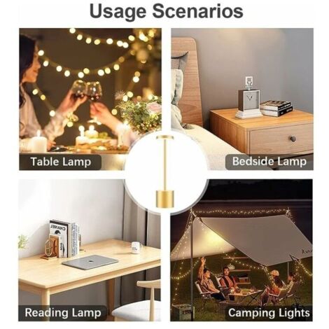 LED Table Lamp, Cordless Rechargeable, 1800mAh Modern Battery Light, 3 Color Temperatures, for Bedside, Camping, Indoor, Outdoor, Patio, Restaurant RWDesk Lamp