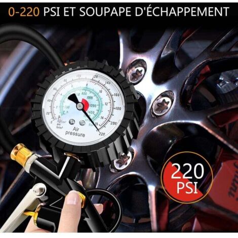 Digital Tire Pressure Gauge Tire Pressure Gauges 220PSI Multifunctional Inflator Gun Manometer with 24 Accessories Various Nozzles and Tools for Cars Motorcycles Bicycles