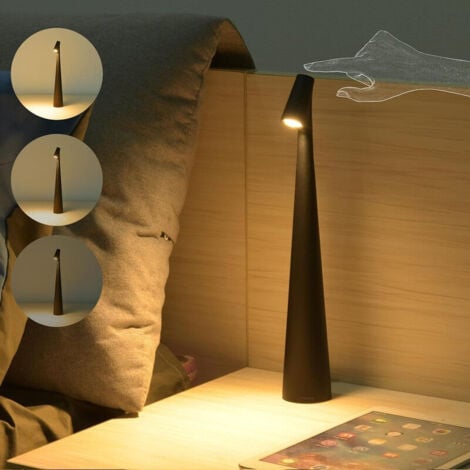 Black Cordless Dimmable LED Table Lamp with Touch Control, Rechargeable LED Table Lamp, Battery Table Lamp, USB Charging Table Lamp, Port Table Lamp