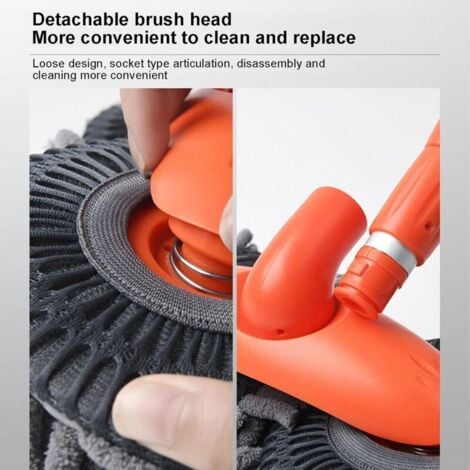 Dual Head Microfiber Car Wash Brush, Long Handle Car Wash Brush, 360 Rotating Head Soft Brush for Car Washing, Soft Car Wash Brush Mitt