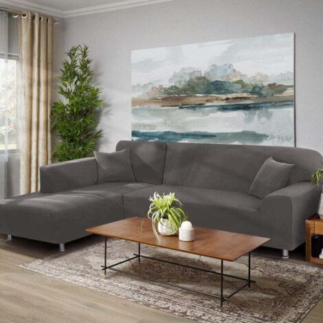 Stretch Corner Sofa Cover L-Shaped Armrest Sofa Cover, L-Shaped Corner Sofa Cover with 1 Pillowcase, Four-person size: 235-310 cm
