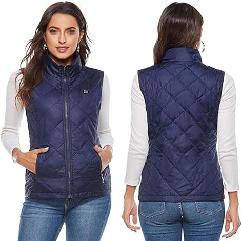Women's Heated Vest, USB Rechargeable Warm Heated Vest Adjustable Heating Coat Winter Lightweight with 9 Heat Zones for Outdoor Skiing Hunting Camping,Blue,Size:XL