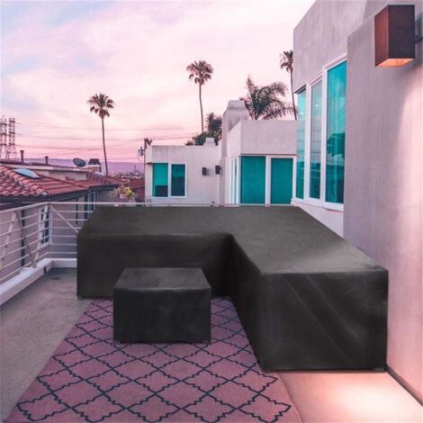 Garden Furniture Cover L-Shaped Garden Furniture Cover, Waterproof Corner Sofa Cover Oxford Fabric Patio Furniture Protective Cover (270x270x90cm)
