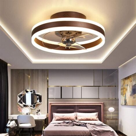Reversible Ceiling Fan Quiet Remote Control 6 Speeds Bedroom Ceiling Fan With Light Modern Living Room Φ40cm 24W Dimmable Led Ceiling Fan,Brown [Energy Class A++]
