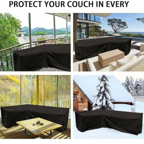 Garden furniture cover, Waterproof garden corner sofa cover, L-shaped outdoor furniture protection cover, 210d anti-UV/windproof patio furniture cover with storage bag, black, left L 222x286x78cm