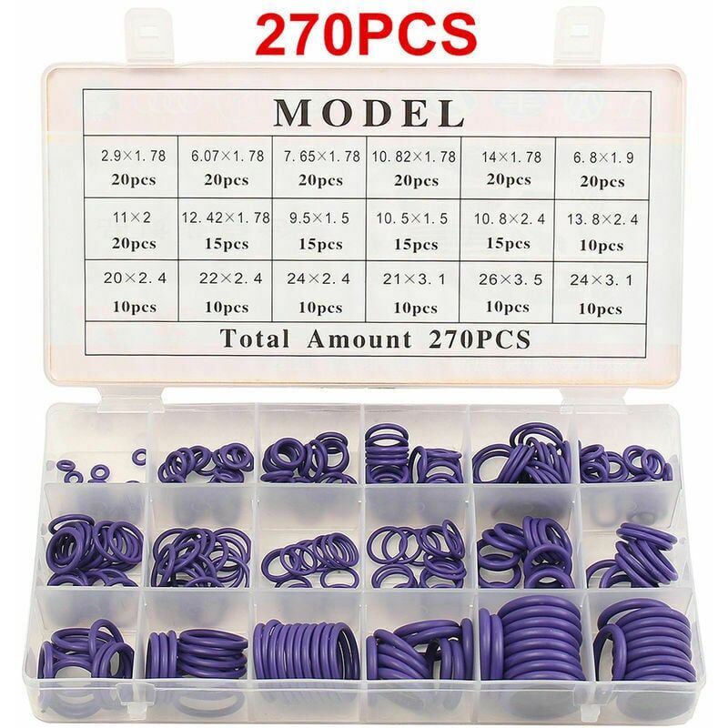 270pcs Car Air Conditioning O Ring Set 18 Sizes AC Seal Kit Auto Repair