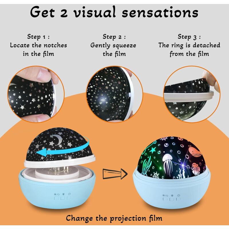 One Fire Night Light For Kids, 48 Lighting Modes Star Lights For Bedroom, 360° Rotating+3 Films
