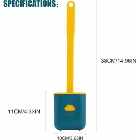 Silicone Toilet Brush, Toilet Brush, Antibacterial Silicone Toilet Brush and Quick Dry Holder, Hanging Toilet Brush Set, Silicone Brushes for Bathroom and Toilet (Blue)