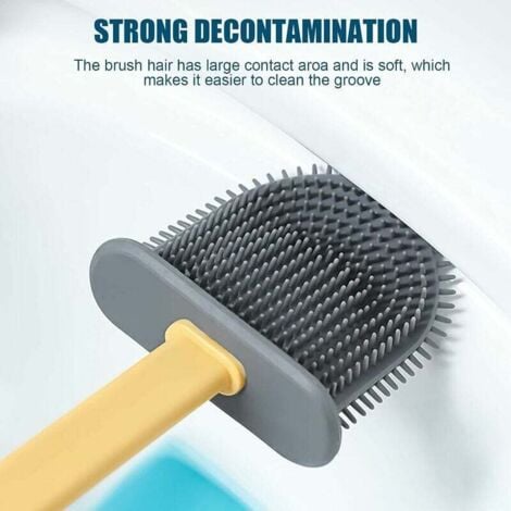 Silicone Toilet Brush, Toilet Brush, Antibacterial Silicone Toilet Brush and Quick Dry Holder, Hanging Toilet Brush Set, Silicone Brushes for Bathroom and Toilet (Blue)
