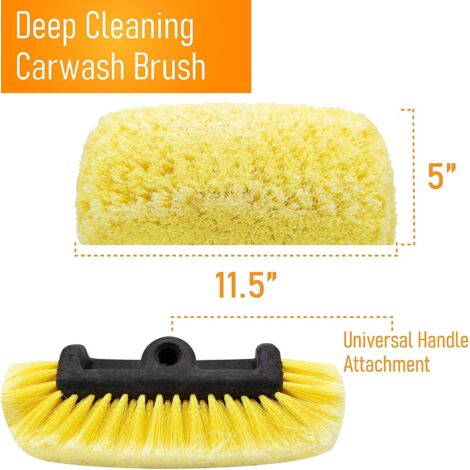 Brush head for car washing, detailing, washing vehicles, boats or off-cars. Super soft bristles for scratch-resistant cleaning, universal handle attachment