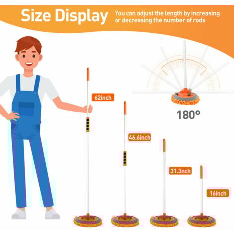 Multifunctional Telescopic Car Wash Brush Broom 157cm Long Handle Car Wash Brush with Microfiber Chenille Broom Car Cleaning Brush with Rotating Handle for Car Camping