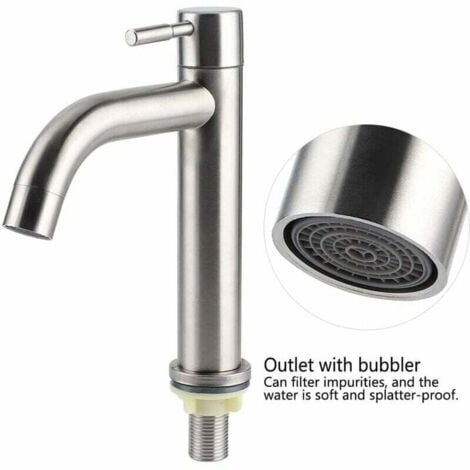 G1/2 single cold water tap made of brushed stainless steel with large single hole wash basin