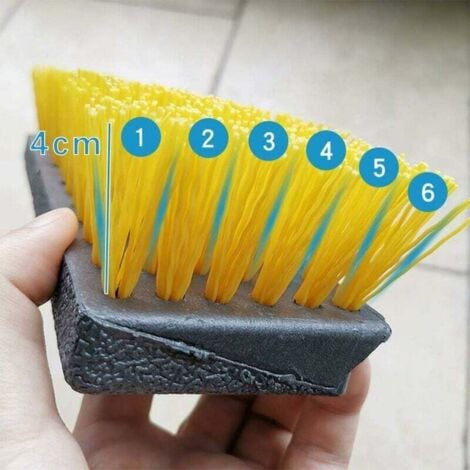 Long Handle Scrubbing Brush 47" Stainless Steel Yellow Stiff Bristles Indoor or Outdoor Broom for Cleaning Bathroom Kitchen Patio Tile