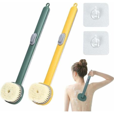 2 Pack Liquid Bath Brush with Long Handle, Detachable Back Brush with Soap Dispenser, Body Wash Brush, Long Handle Bath and Shower Brush for Massage, Deep Cleansing
