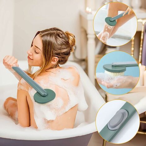2 Pack Liquid Bath Brush with Long Handle Detachable Back Brush with Soap Dispenser Body Wash Brush Long Handle Bath and Shower Brush for Massage