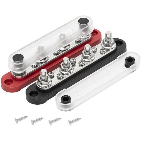 Auto Terminal Block Bus Bar 48V 150A Power Distribution M8 Bus Terminal for Automotive Boat Solar System Black and Red