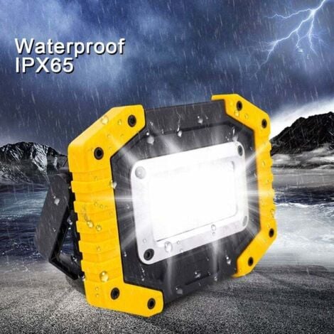 Rechargeable LED Construction Site Floodlight - 30W Floodlight Battery Security Light with 3 Camping Modes, COB Floodlight with Waterproof USB for Fishing, Hiking (Battery Not Included)