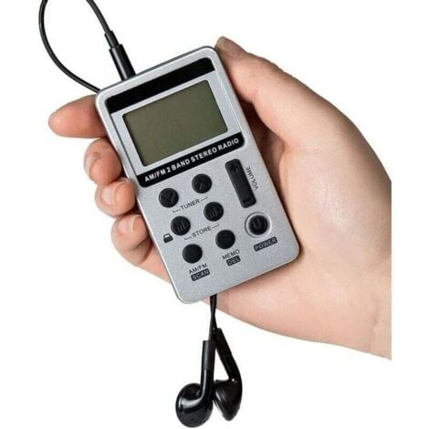 Portable Mini Stereo Radio, Rechargeable Pocket Radio DSP AM FM Digital 2 Band Stereo Radio Receiver with Headphone for Elderly, Easy to Use (White)