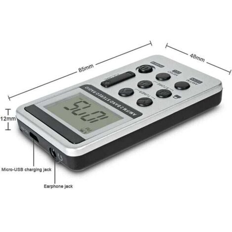 Portable Mini Stereo Radio, Rechargeable Pocket Radio DSP AM FM Digital 2 Band Stereo Radio Receiver with Headphone for Elderly, Easy to Use (White)