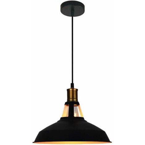Industrial Vintage Pendant Light, LED Ceiling Lights, Retro Metal Chandelier with Lampshade, E27 Light Fixture, Black Ceiling Lighting